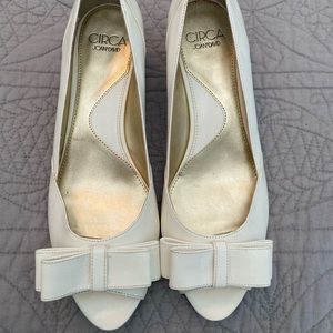 Circa Joan and David white open toed heels